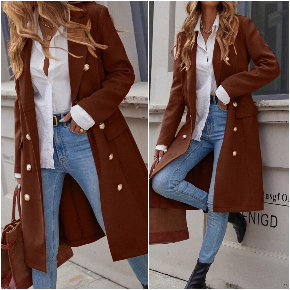 Classic Button up Long Jacket Coat - Picture 9 of 16